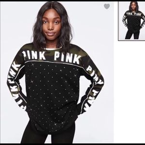 VS Pink Long Sleeve Camo Bling Tee